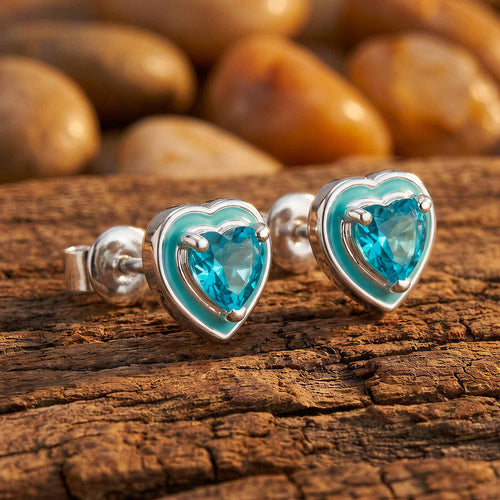 Loyal Heart Earrings - Aquamarine - Serene Western