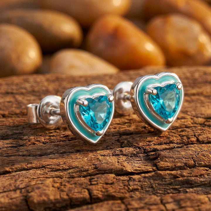 Loyal Heart Earrings - Aquamarine - Serene Western