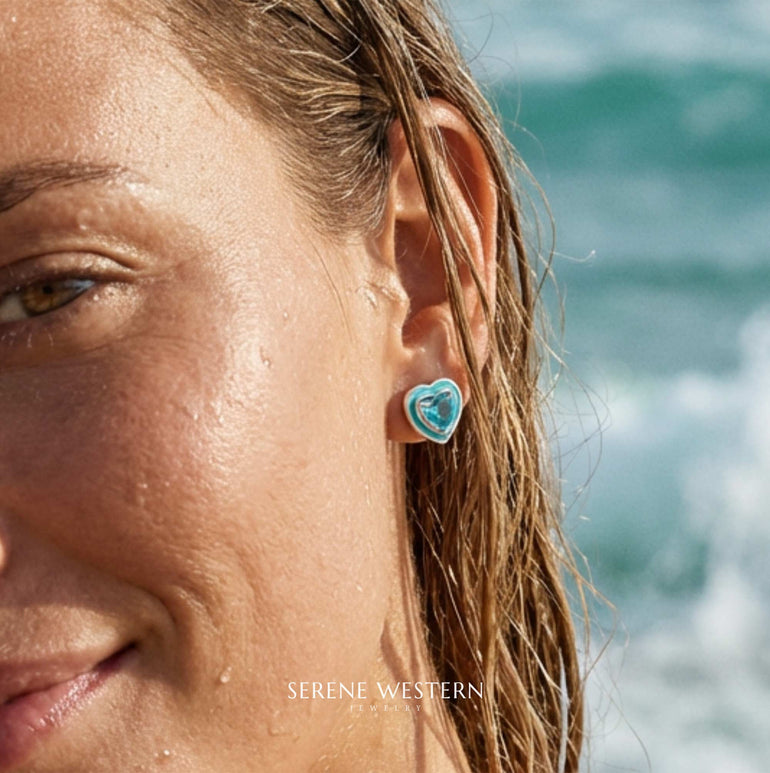 Loyal Heart Earrings - Aquamarine - Serene Western