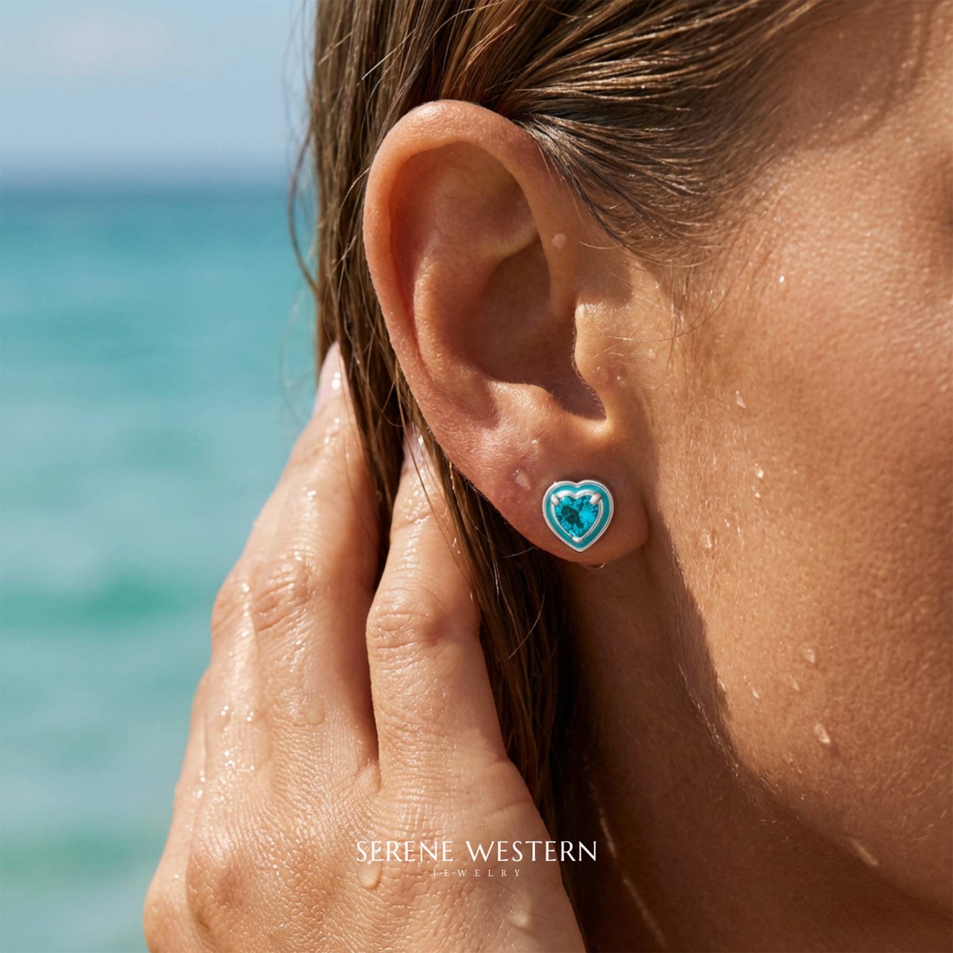 Loyal Heart Earrings - Aquamarine - Serene Western