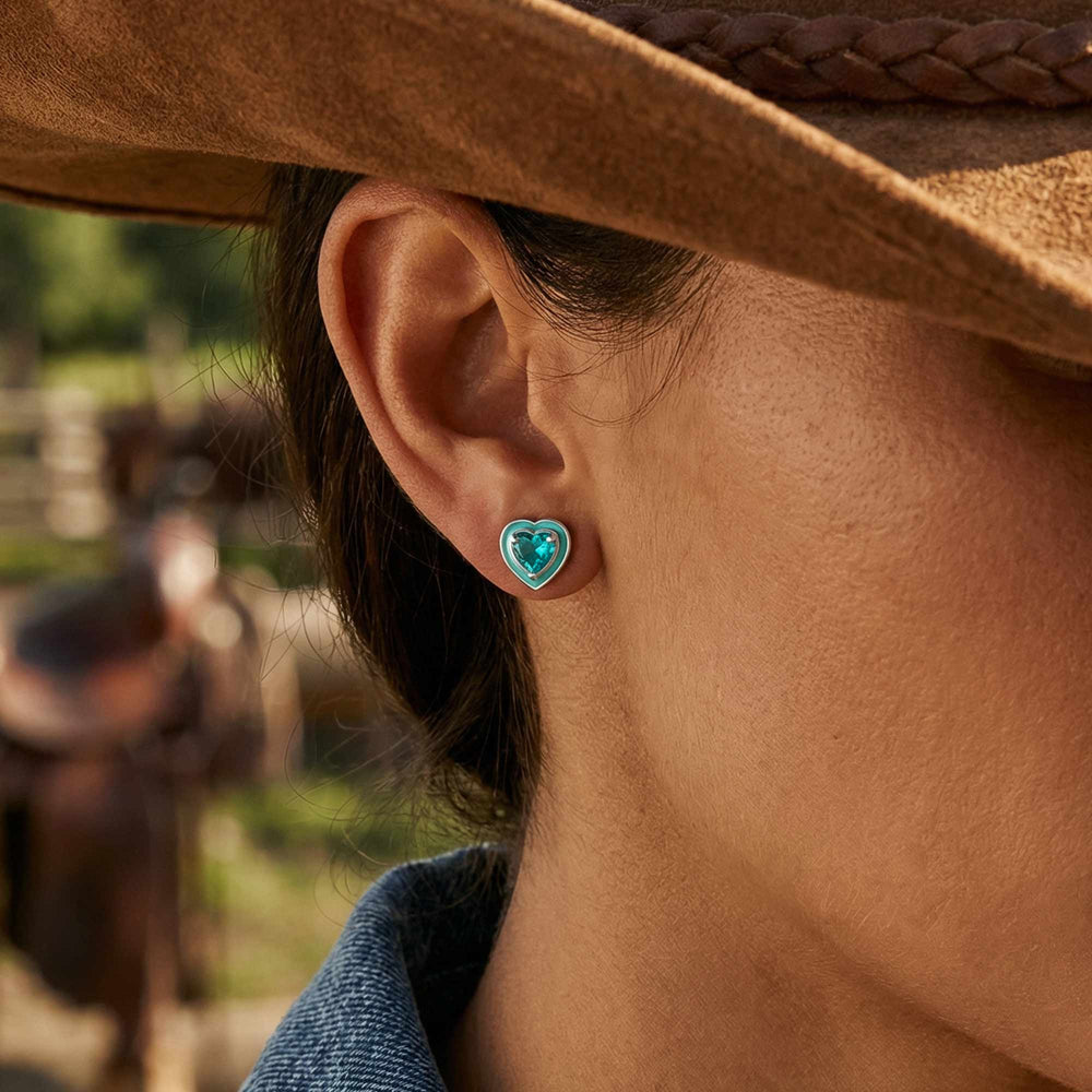 Loyal Heart Earrings - Aquamarine - Serene Western