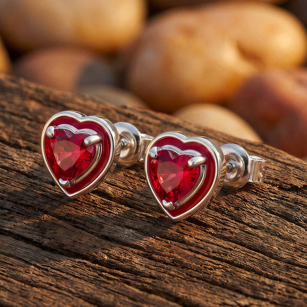 Loyal Heart Earrings - Ruby