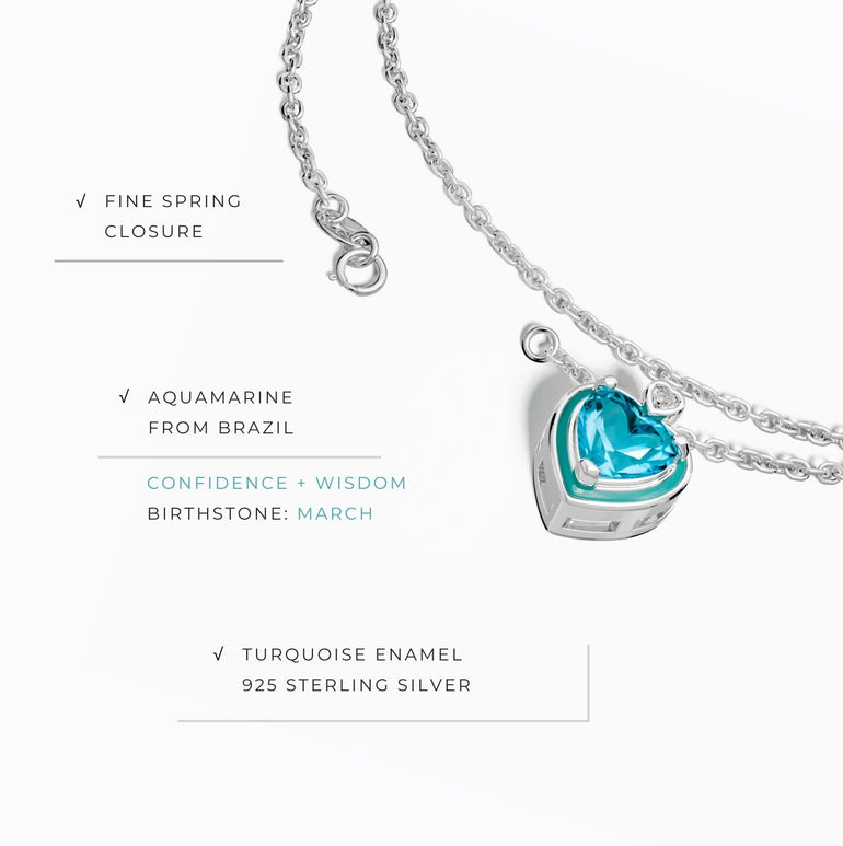 Loyal Heart Necklace - Aquamarine - Serene Western