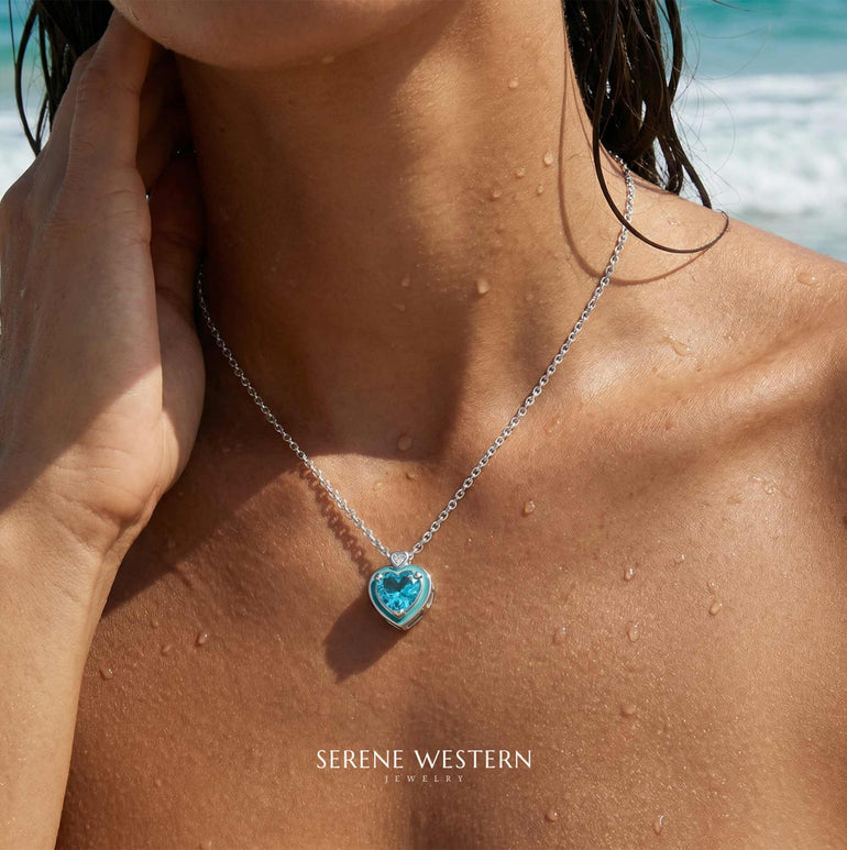Loyal Heart Necklace - Aquamarine - Serene Western