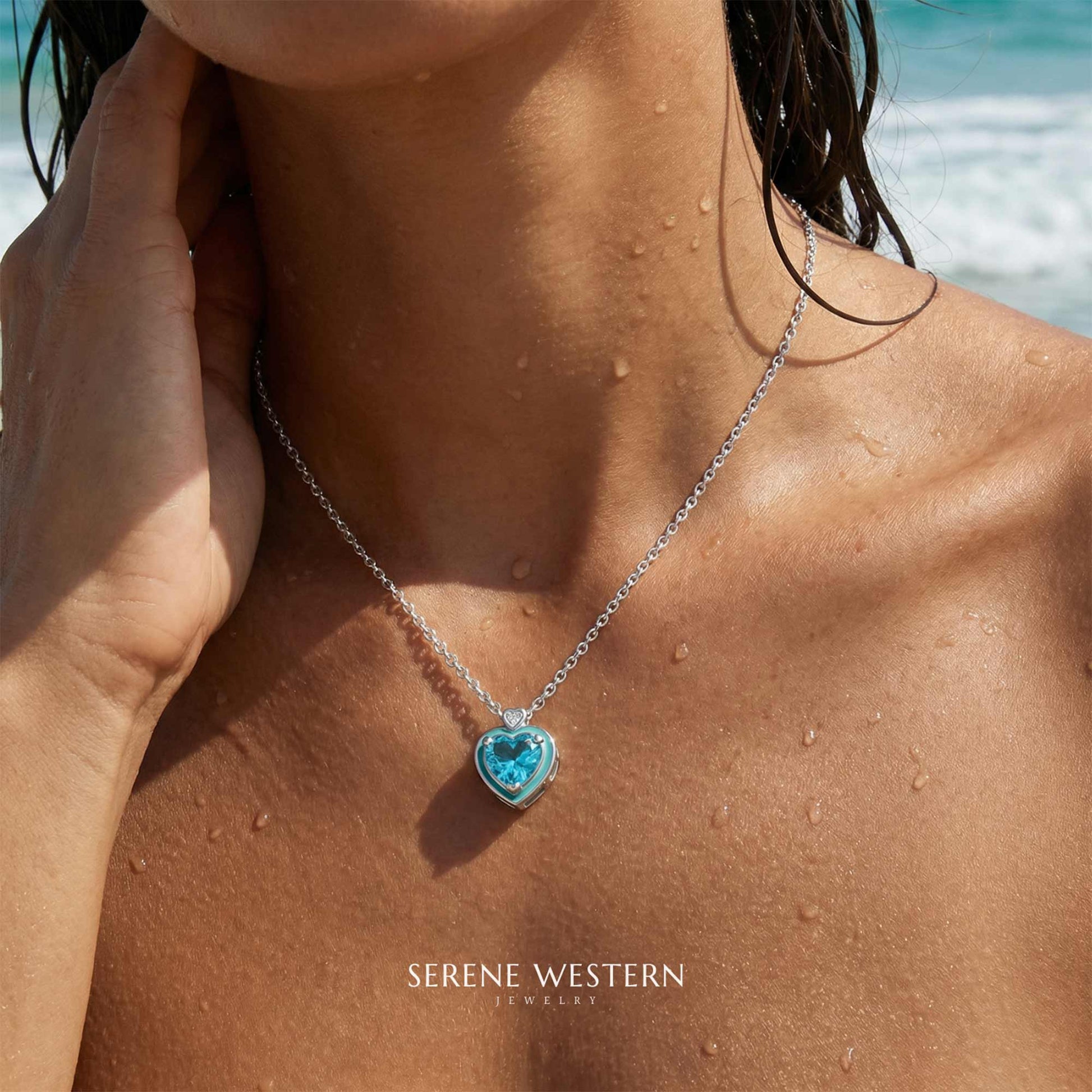 Loyal Heart Necklace - Aquamarine - Serene Western