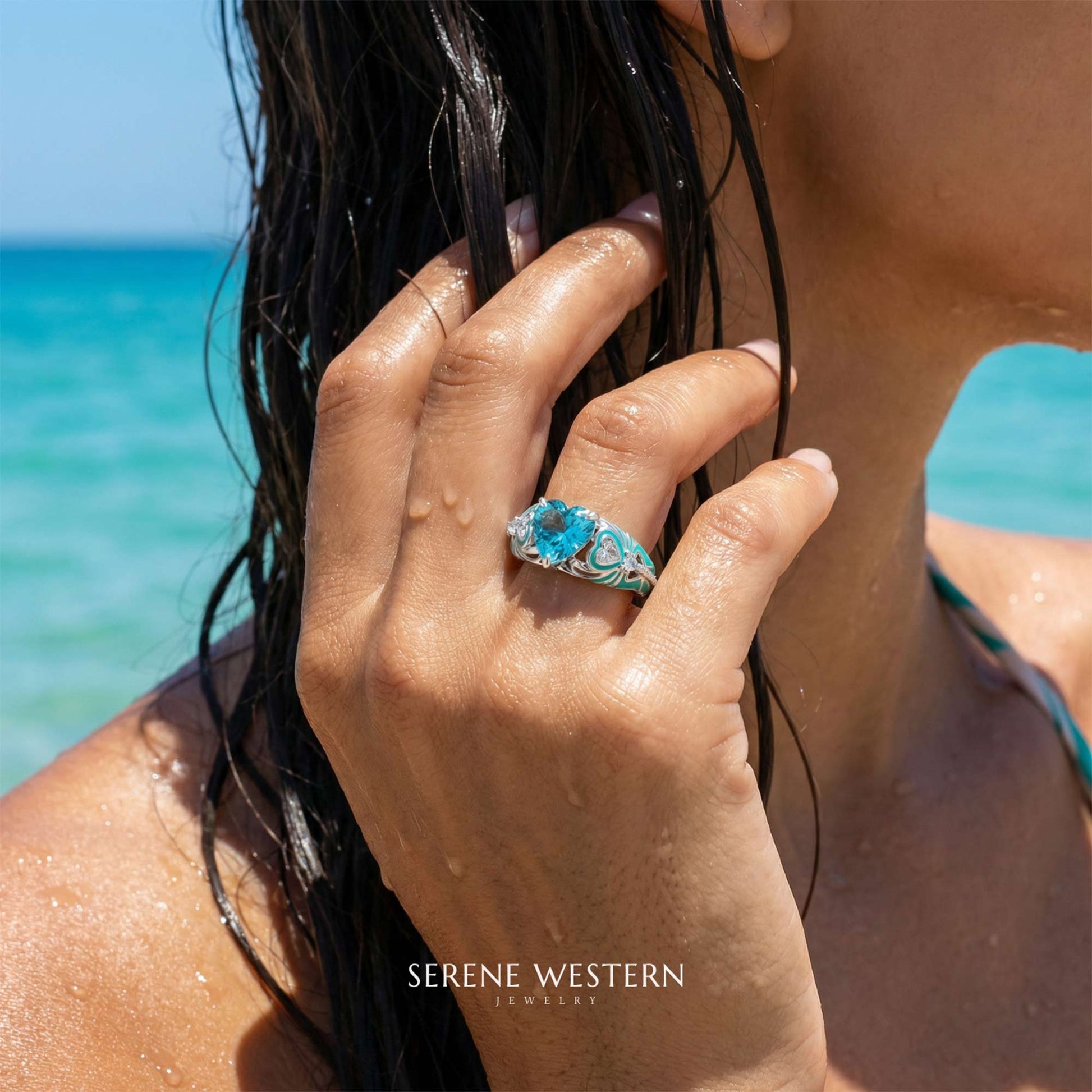 Loyal Heart Ring - Aquamarine - Serene Western