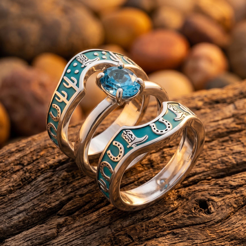 Lucky Rodeo Ring - Aquamarine - Serene Western
