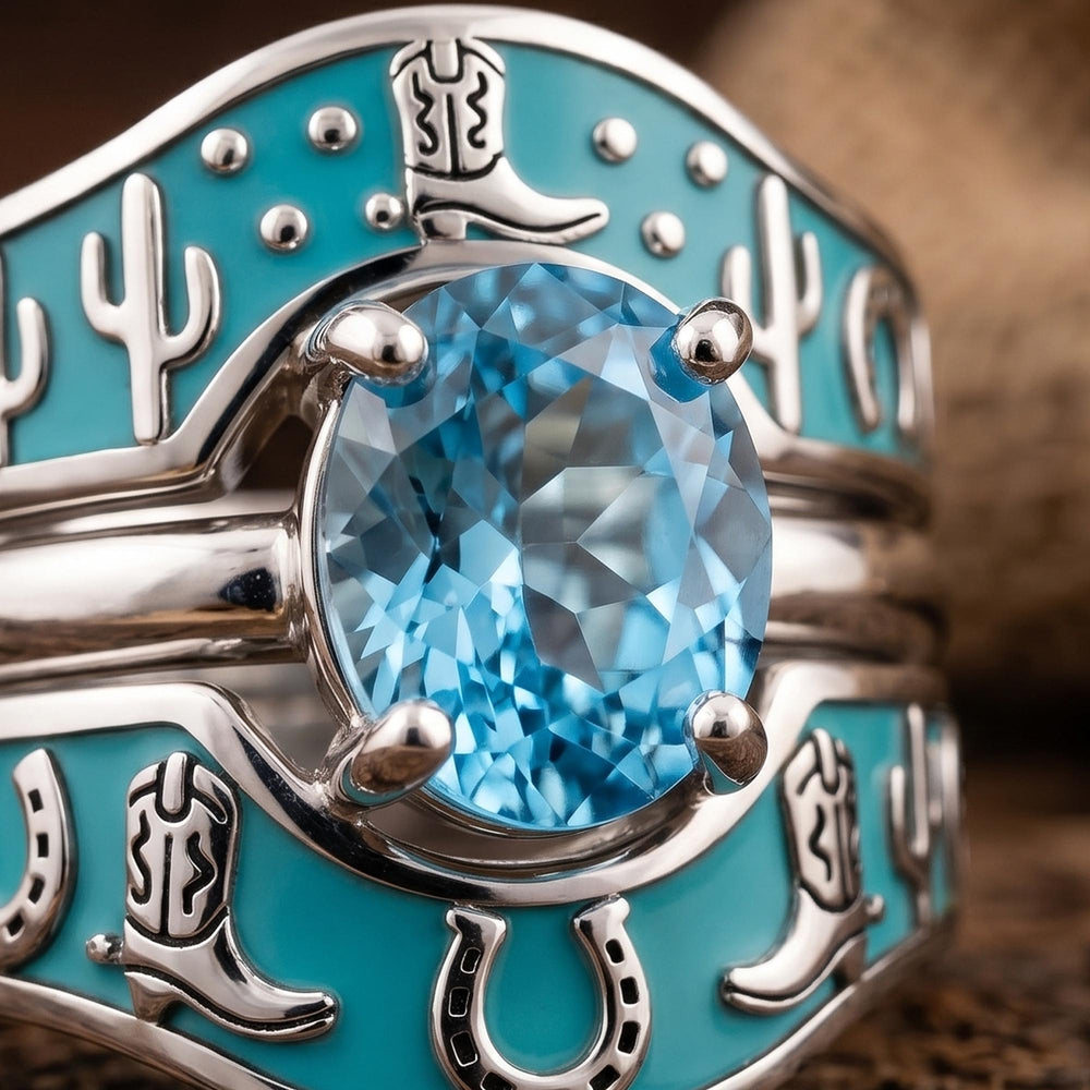 Lucky Rodeo Ring - Aquamarine - Serene Western