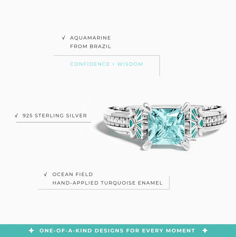 Lumen Crest Ring - Aquamarine - Serene Western