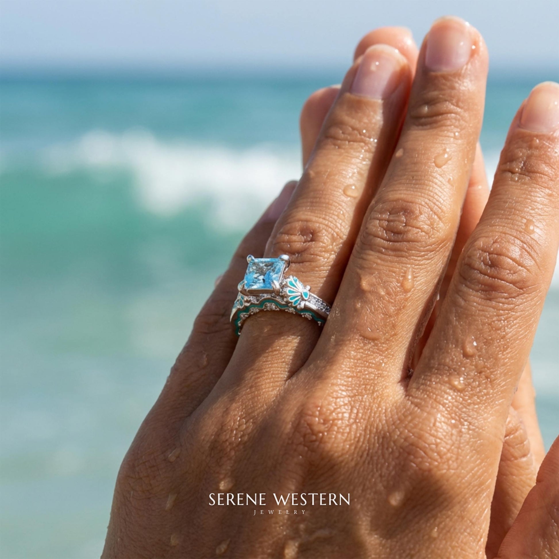 Lumen Crest Ring - Aquamarine - Serene Western