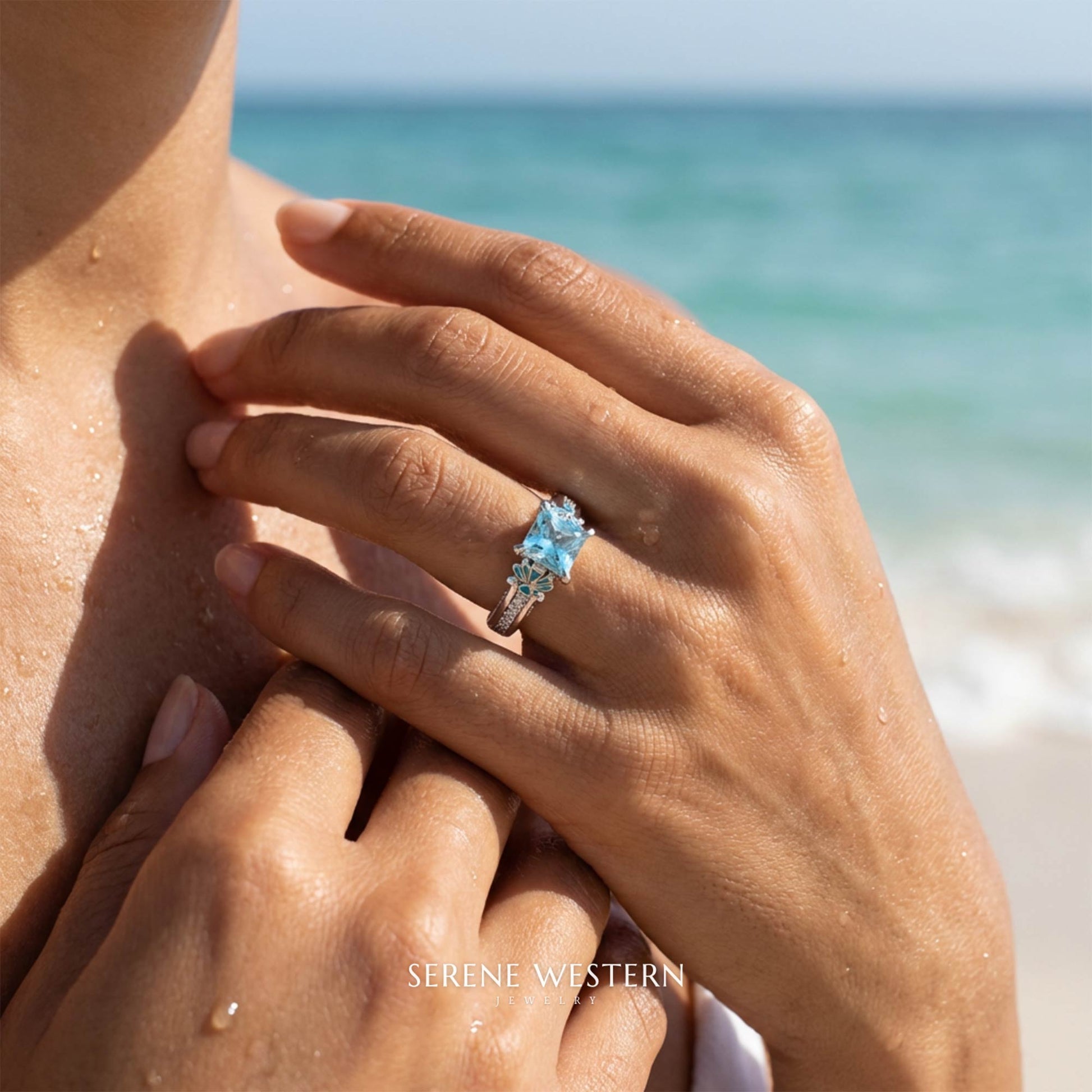 Lumen Crest Ring - Aquamarine - Serene Western