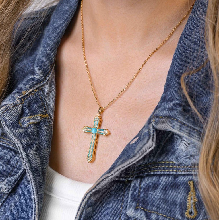 Meridian Lumen Cross Necklace - Serene Western