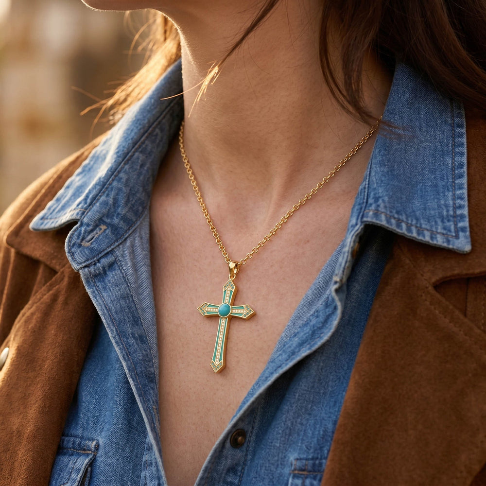 Meridian Lumen Cross Necklace - Serene Western
