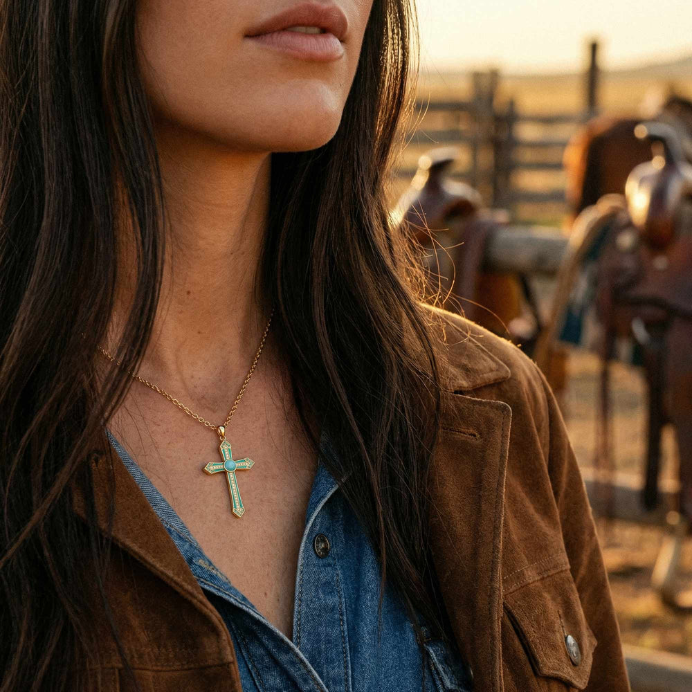 Meridian Lumen Cross Necklace - Serene Western