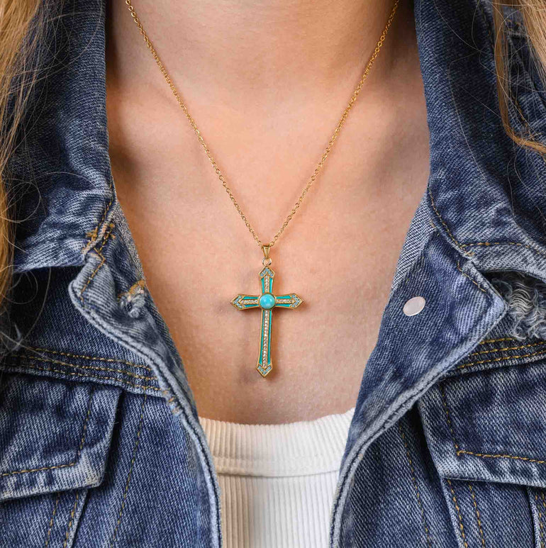 Meridian Lumen Cross Necklace - Serene Western