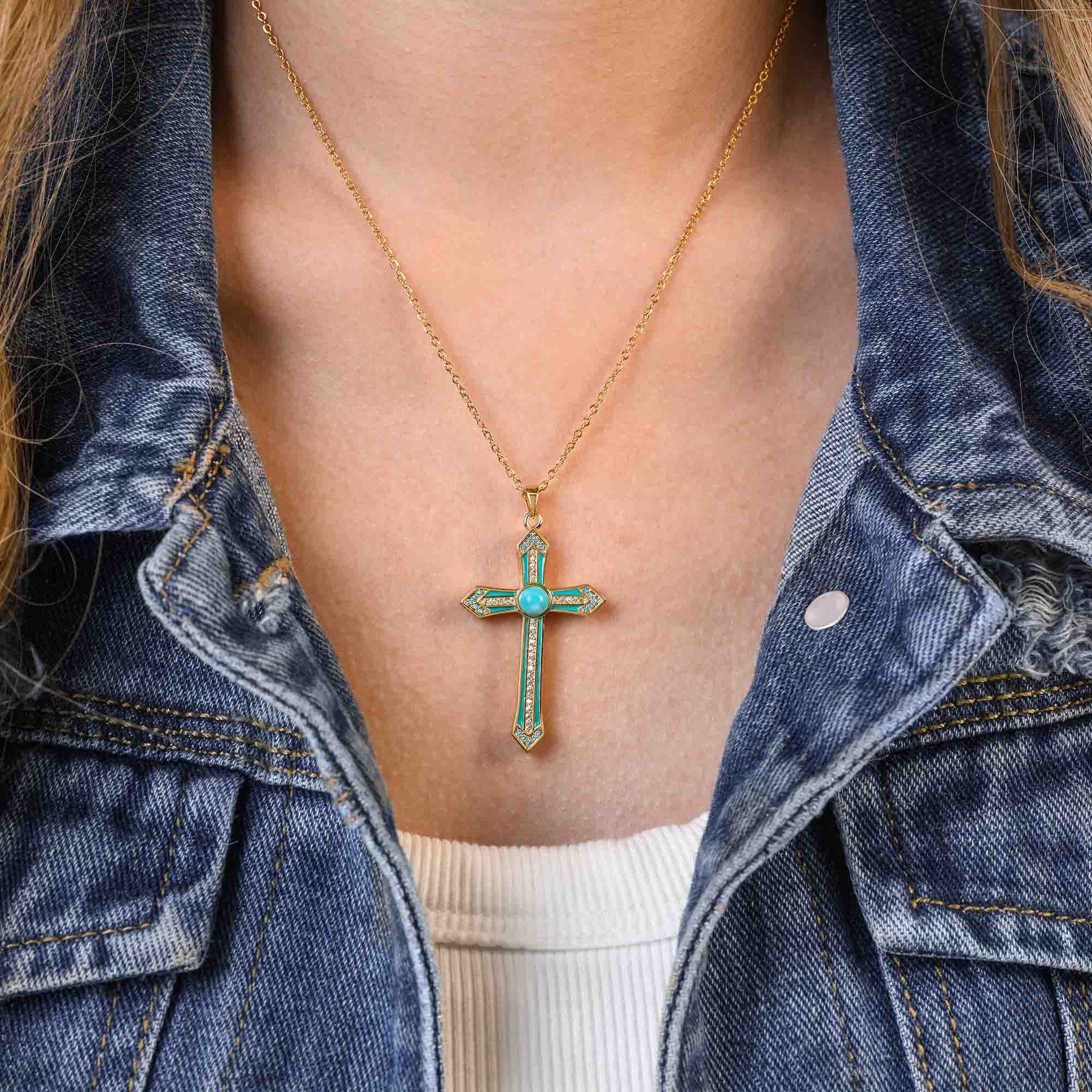 Meridian Lumen Cross Necklace - Serene Western