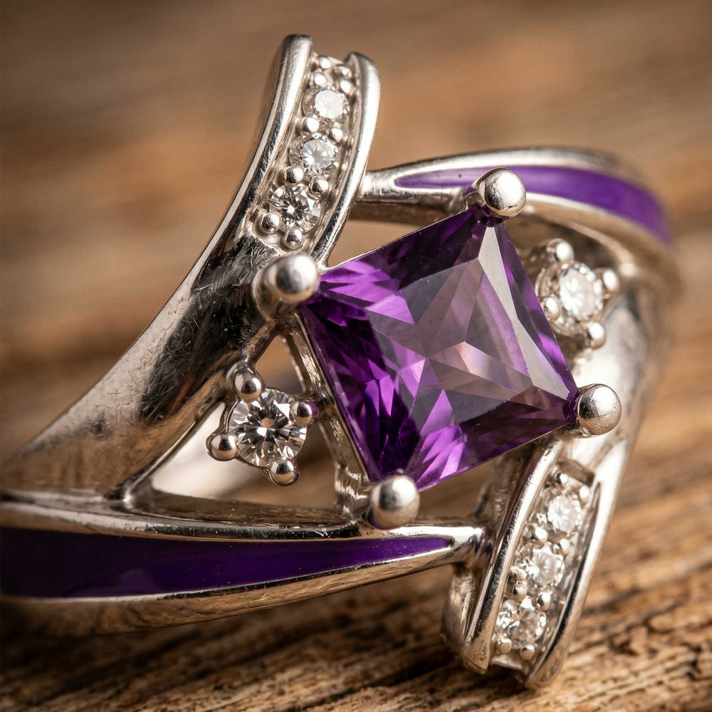 Milky Way Kiss Ring - Amethyst - Serene Western