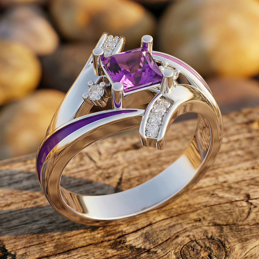 Milky Way Kiss Ring - Amethyst - Serene Western