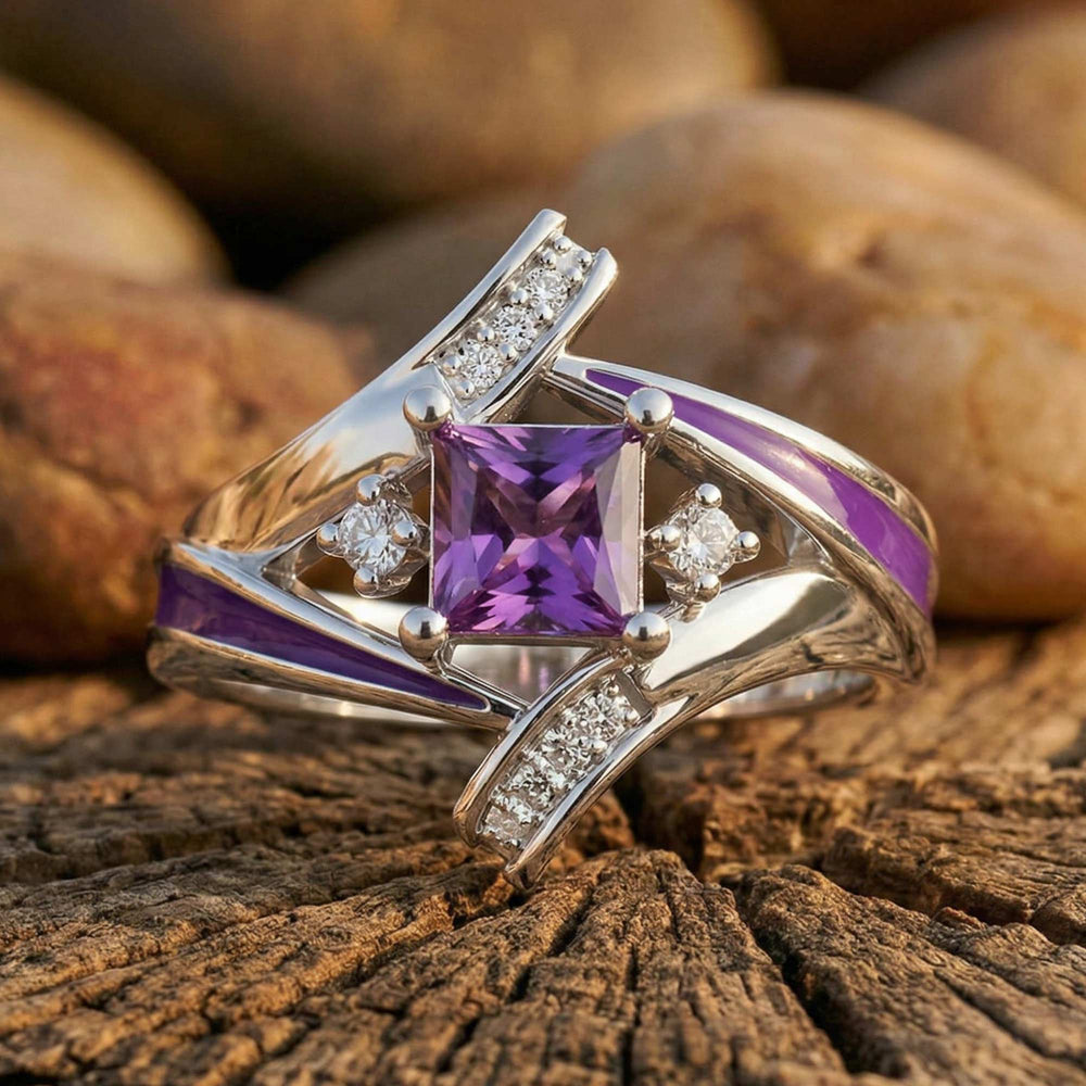 Milky Way Kiss Ring - Amethyst - Serene Western