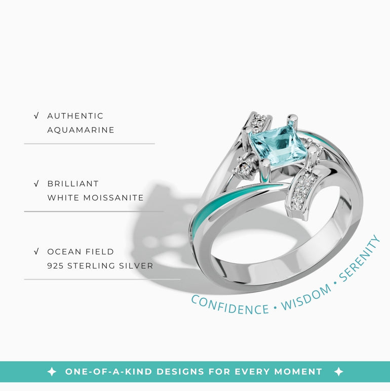Milky Way Kiss Ring - Aquamarine - Serene Western