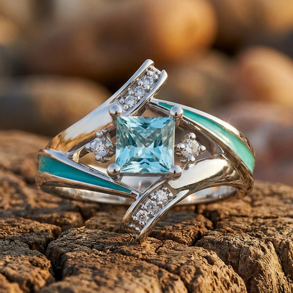 Milky Way Kiss Ring - Akvamarin