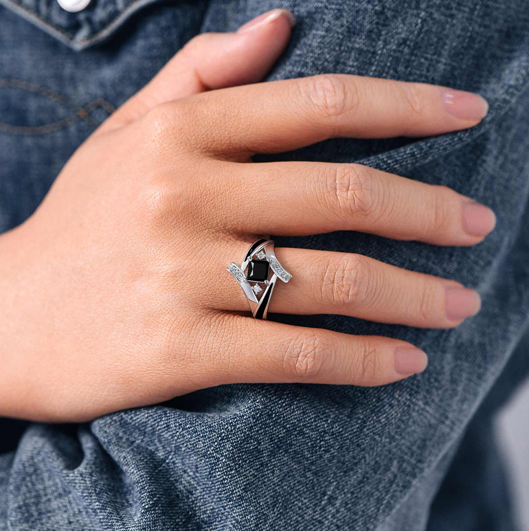 Milky Way Kiss Ring - Black Onyx - Serene Western