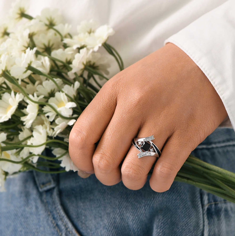 Milky Way Kiss Ring - Black Onyx - Serene Western