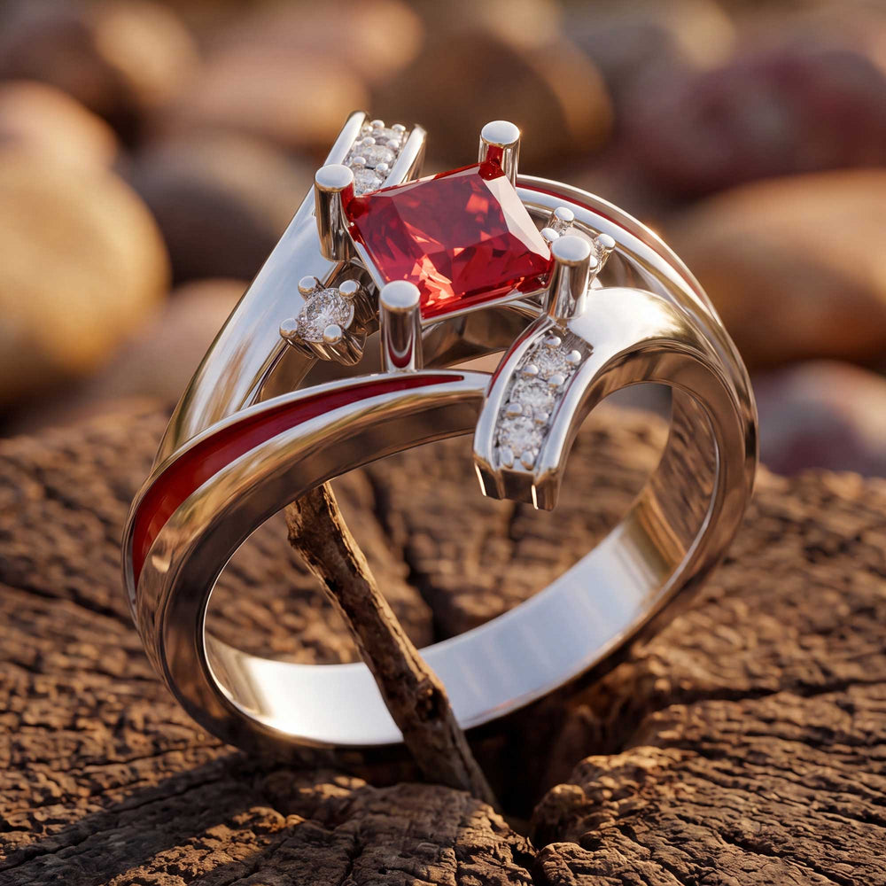 Milky Way Kiss Ring - Ruby - Serene Western