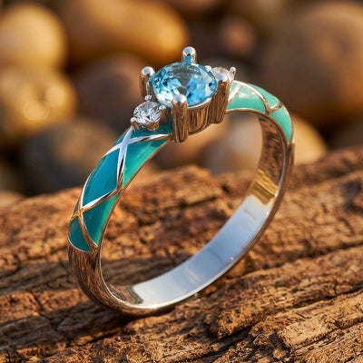 Löfte Rosering - Akvamarin