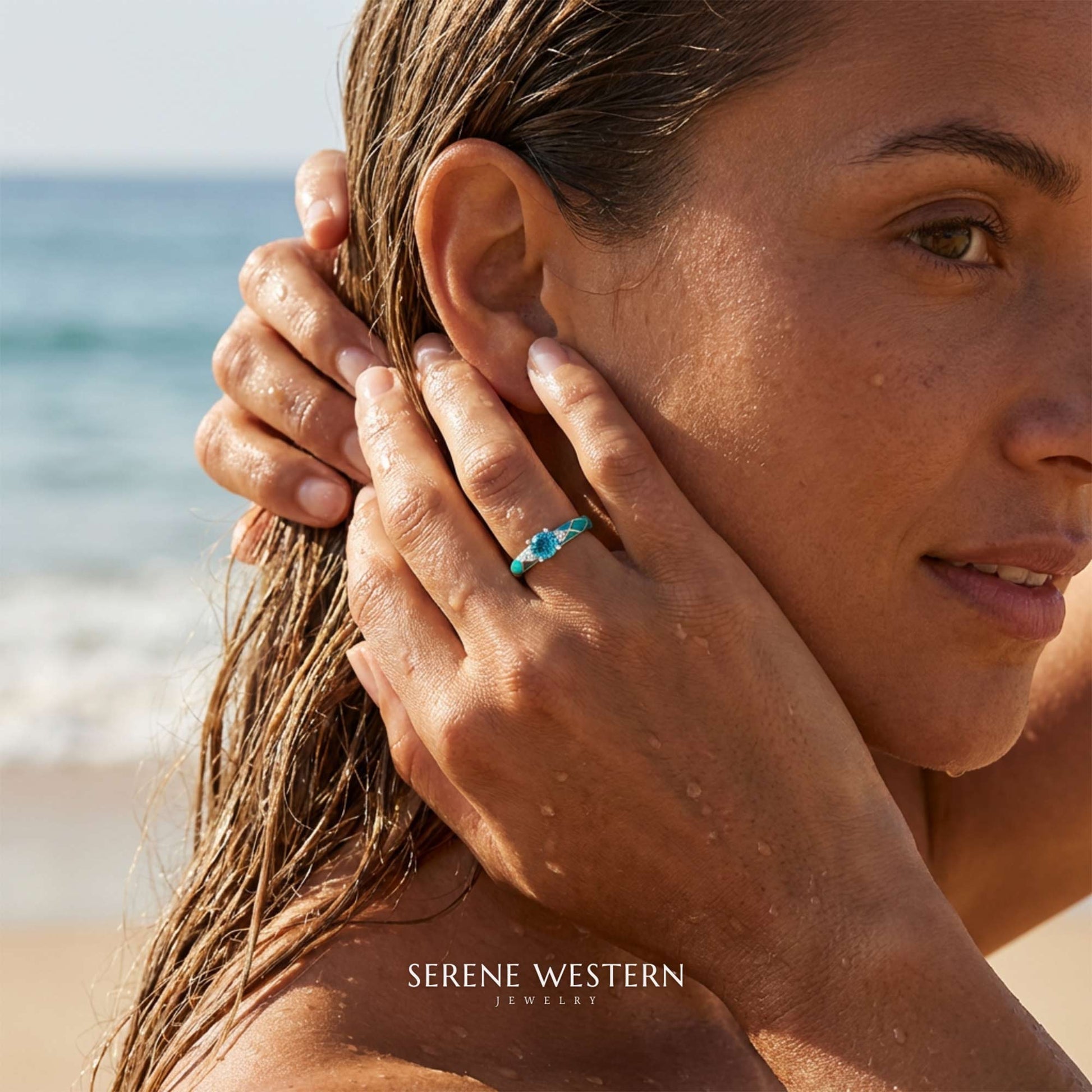 Mirage Coil Ring - Aquamarine - Serene Western