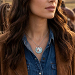 Mustang Horseshoe Necklace - Aquamarine - Serene Western thumbnail
