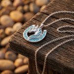 Mustang Horseshoe Necklace - Aquamarine - Serene Western thumbnail