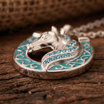 Mustang Horseshoe Necklace - Aquamarine - Serene Western thumbnail