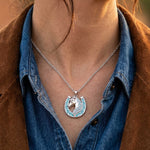 Mustang Horseshoe Necklace - Aquamarine - Serene Western thumbnail