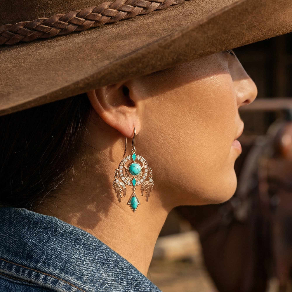 Mystic Dreamcatcher Earrings - Turquoise - Serene Western