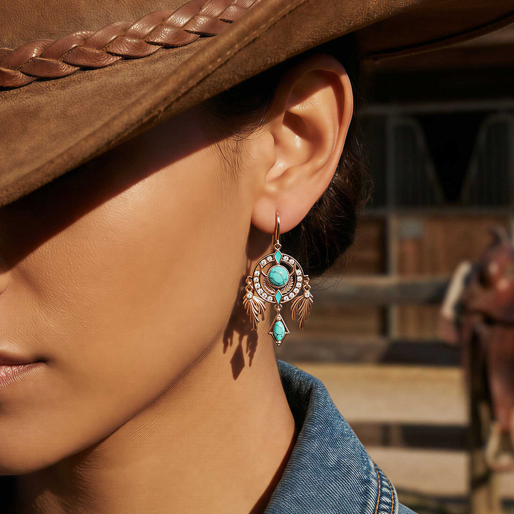Mystic Dreamcatcher Earrings - Turquoise - Serene Western