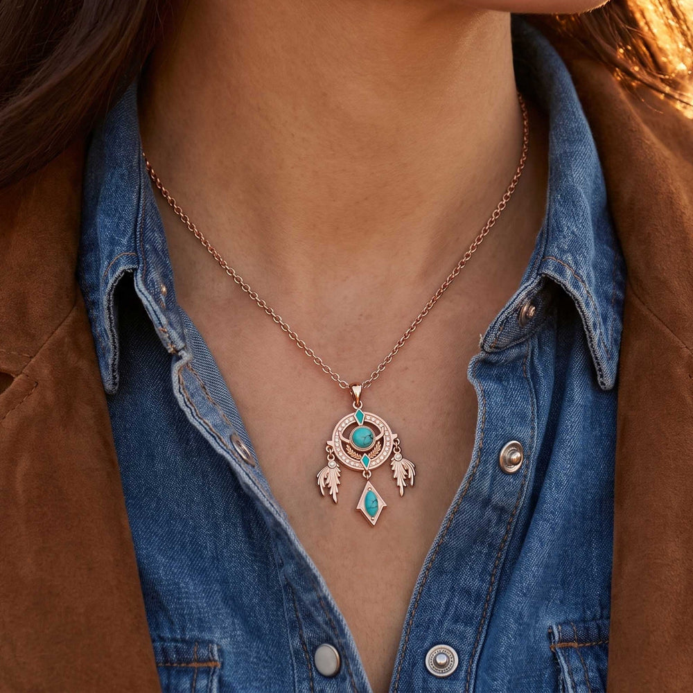 Mystic Dreamcatcher Necklace - Turquoise - Serene Western
