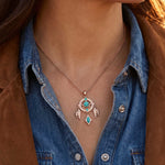 Mystic Dreamcatcher Necklace - Turquoise - Serene Western thumbnail