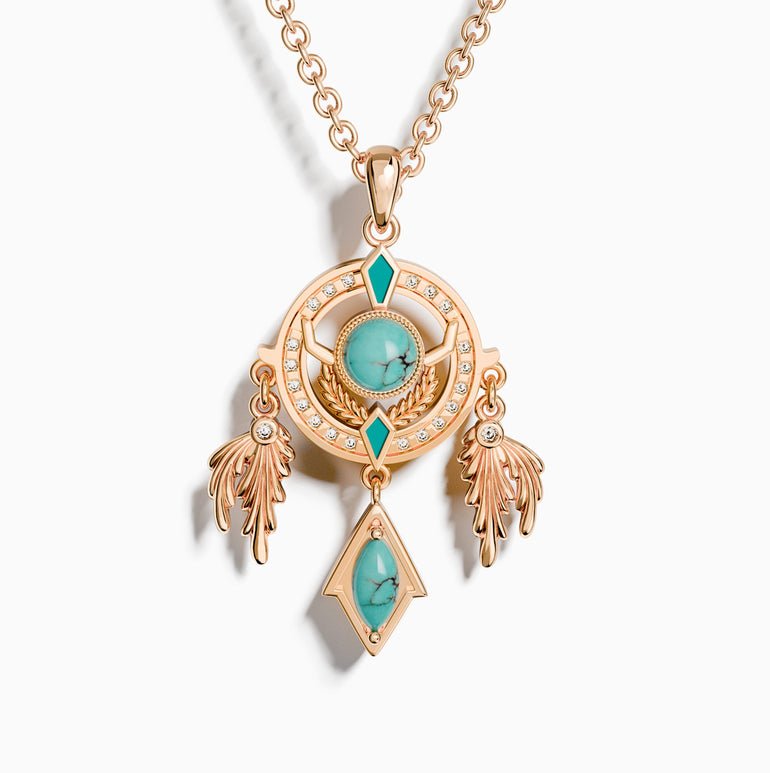 Mystic Dreamcatcher Necklace - Turquoise - Serene Western