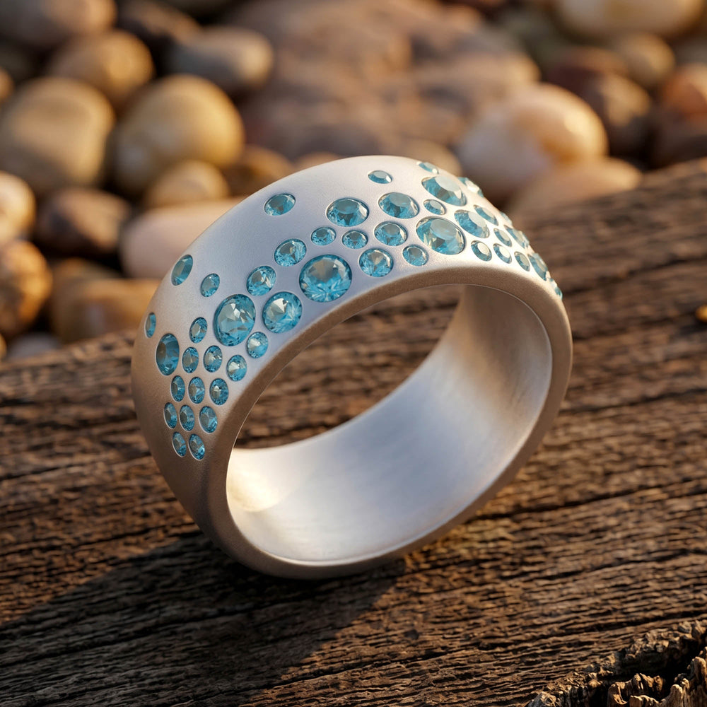 Nebula Drop Ring - Aquamarine - Serene Western