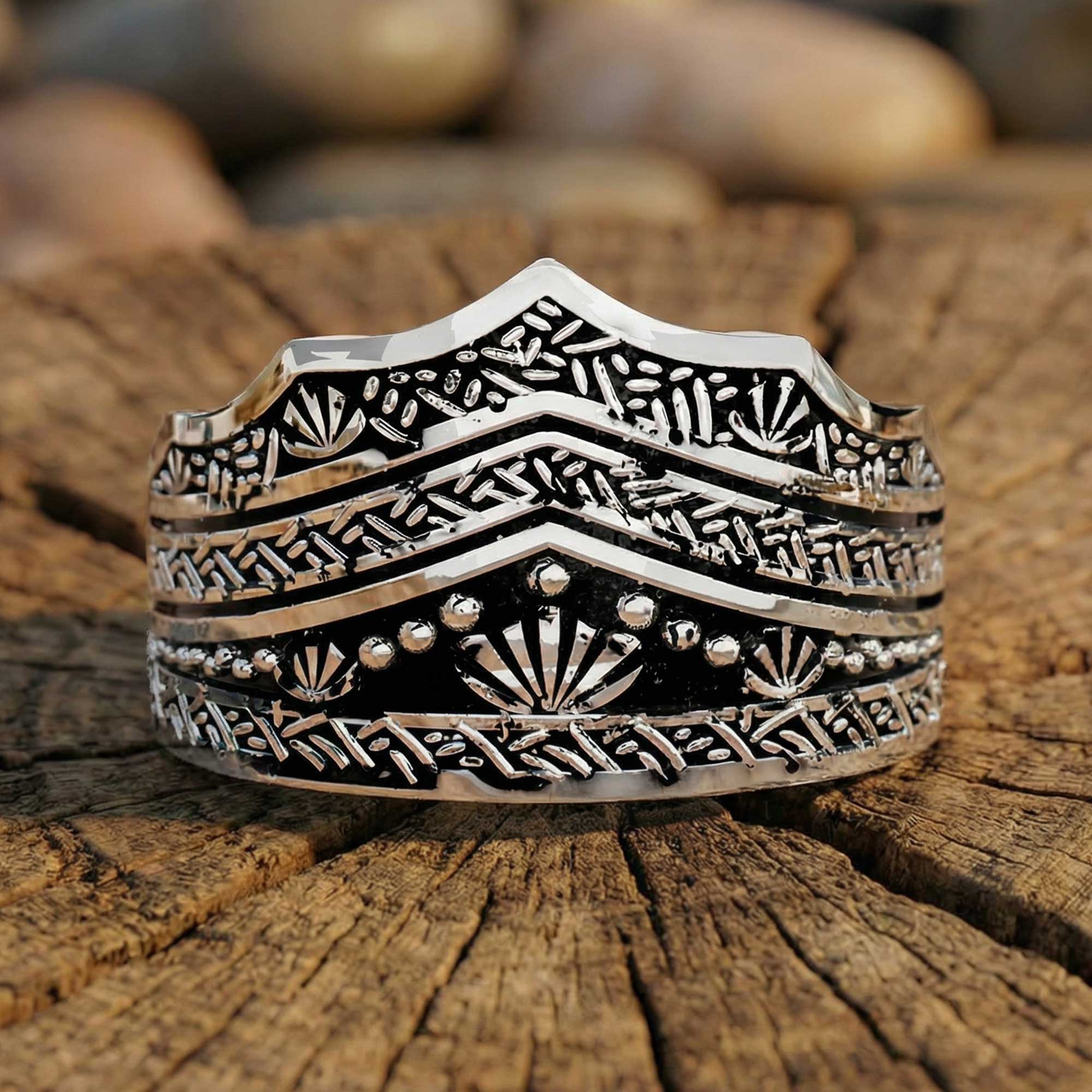 Wide Band Sterling Silver Boho Hippie Vintage Ring – Serene Western