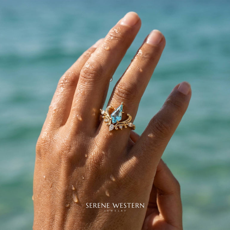 Ocean Crown Ring - Aquamarine - Serene Western
