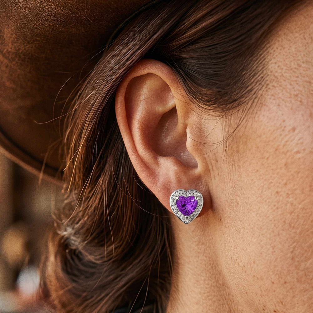 Ocean Heart Earrings - Amethyst - Serene Western
