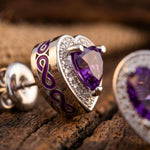 Ocean Heart Earrings - Amethyst - Serene Western thumbnail