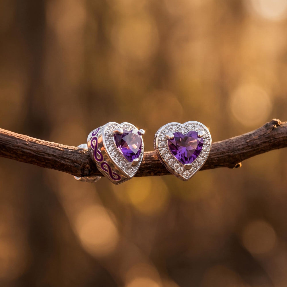 Ocean Heart Earrings - Amethyst - Serene Western