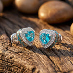 Ocean Heart Earrings - Aquamarine - Serene Western