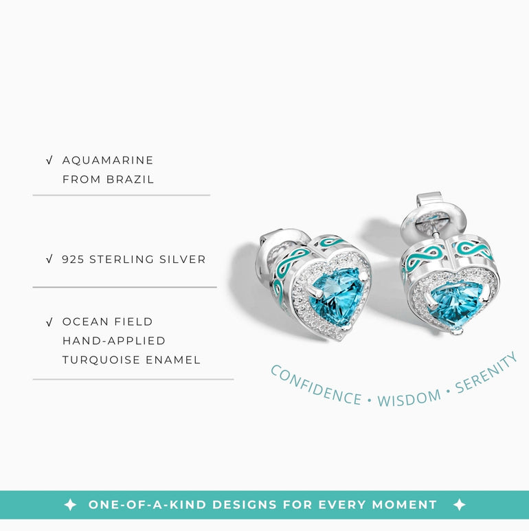 Ocean Heart Earrings - Aquamarine - Serene Western