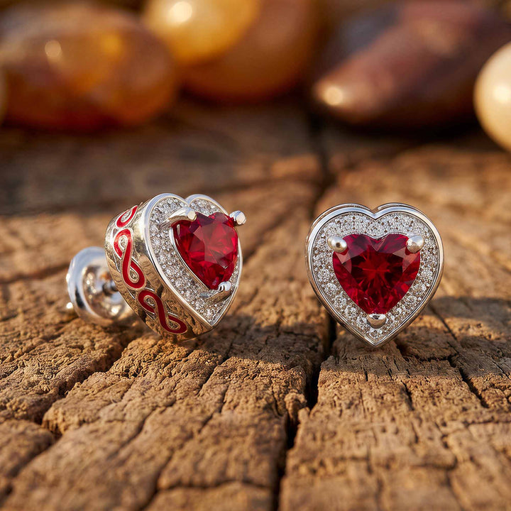 Ocean Heart Earrings - Ruby - Serene Western
