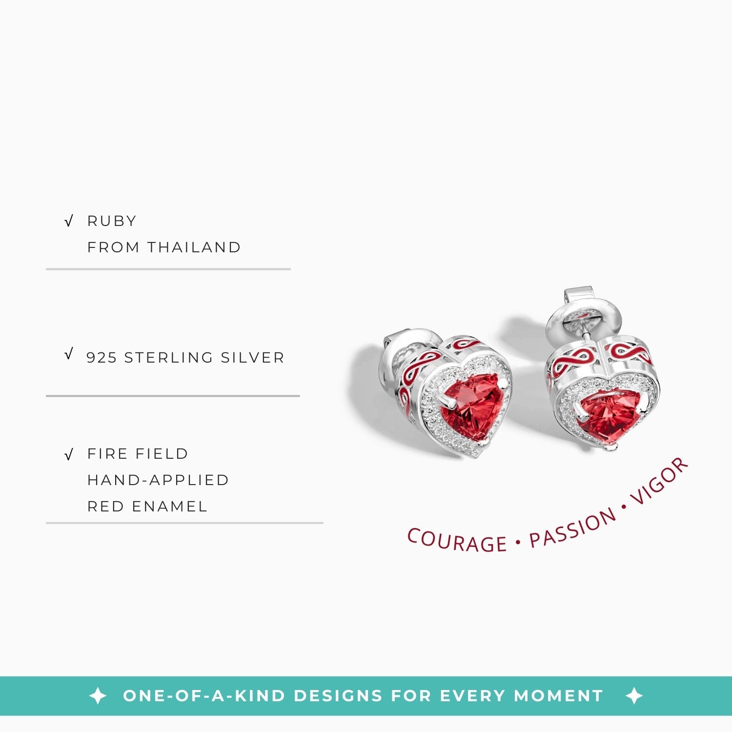 Ocean Heart Earrings - Ruby - Serene Western