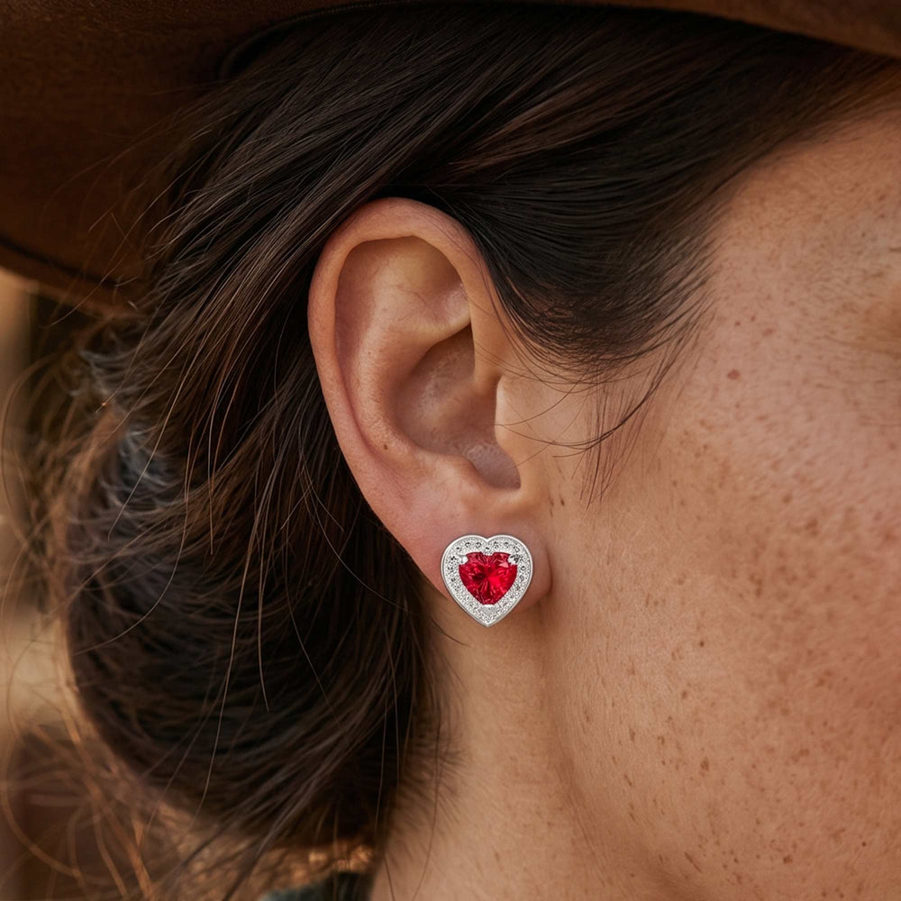 Ocean Heart Earrings - Ruby - Serene Western